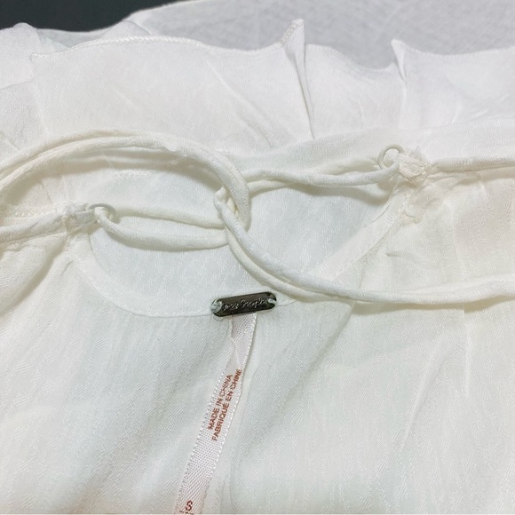 Free People Asymmetrical White Ruffled Spaghetti Strap Top Sz-Small - Picture 3 of 5